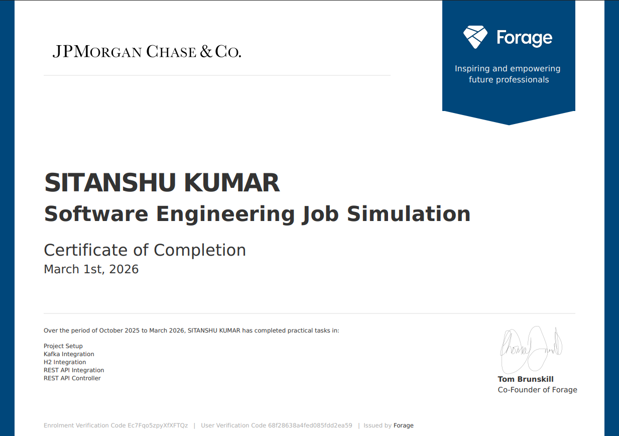 JPMorgan Chase Software Engineering Job Simulation