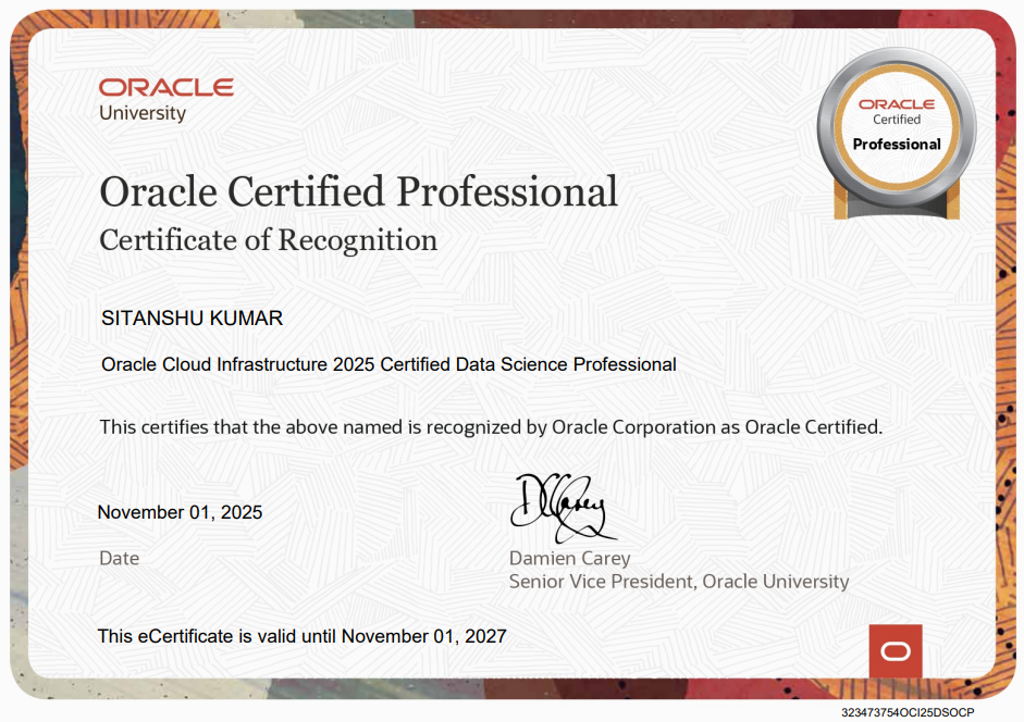 Oracle Cloud Infrastructure 2025 Certified Data Science Professional